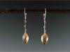 Faceted Citrine & Sterling Silver Earrings on Lever-back Ear Wires.  1 3/4" Long.